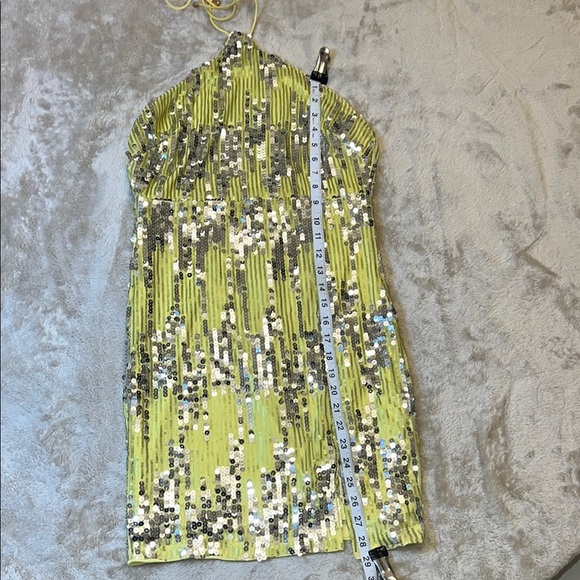 Fashion Nova Yellow Gold‎ Sequin Halter Mini Dress - Picture 7 of 8